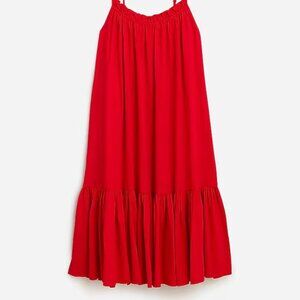JCrew Ruffle beach dress in airy gauze, Red S/M